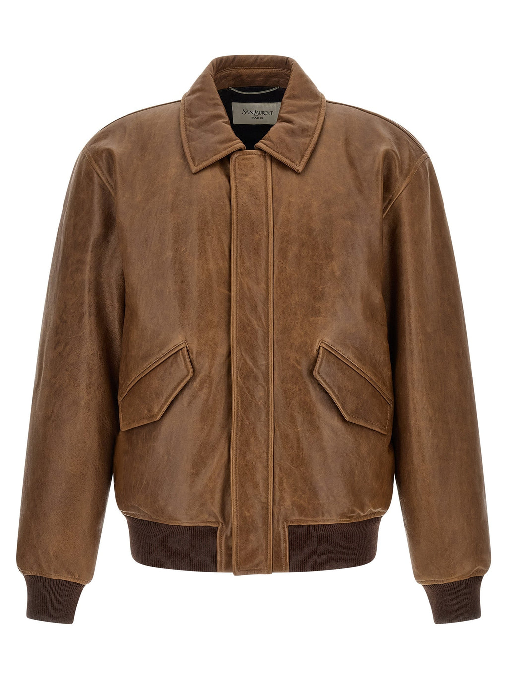 Saint Laurent Brown Lamb Leather Leather Jacket Saint Laurent