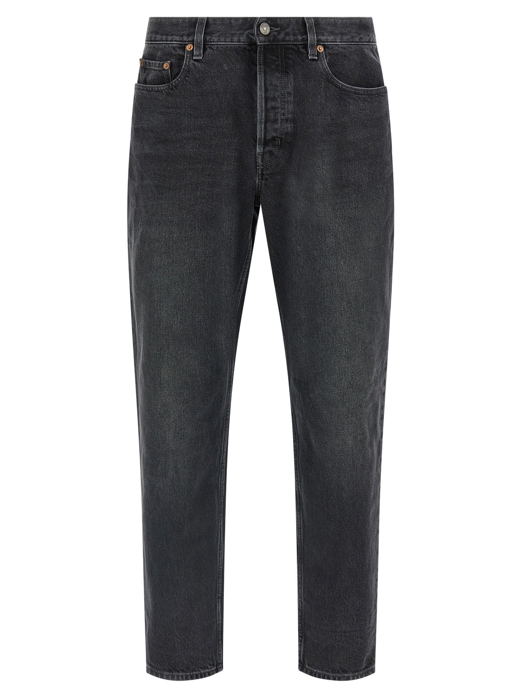 Saint Laurent Black Cotton Straight-Leg Jeans Saint Laurent