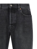 Saint Laurent Black Cotton Straight-Leg Jeans Saint Laurent