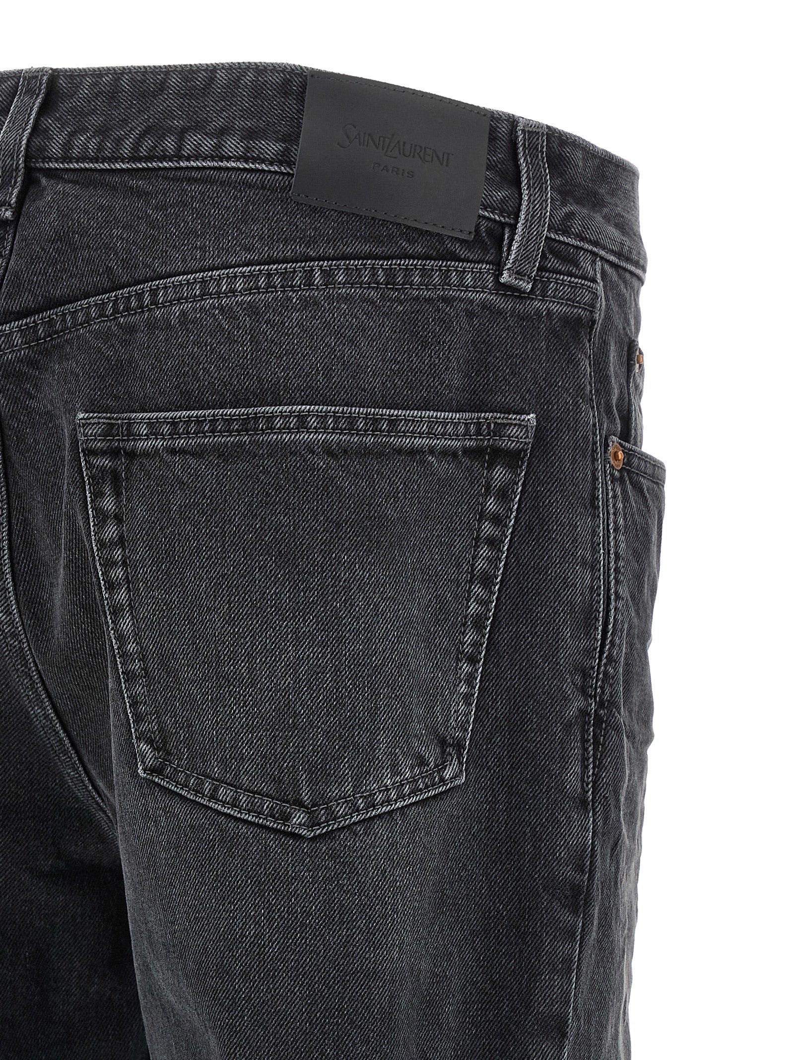 Saint Laurent Black Cotton Straight-Leg Jeans Saint Laurent