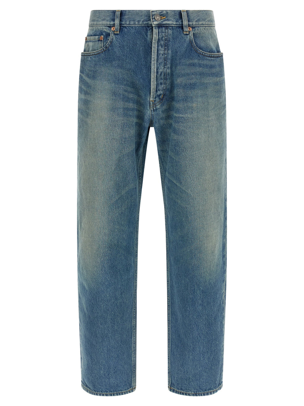 Saint Laurent Blue Cotton Straight-Leg Jeans Saint Laurent
