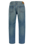 Saint Laurent Blue Cotton Straight-Leg Jeans Saint Laurent