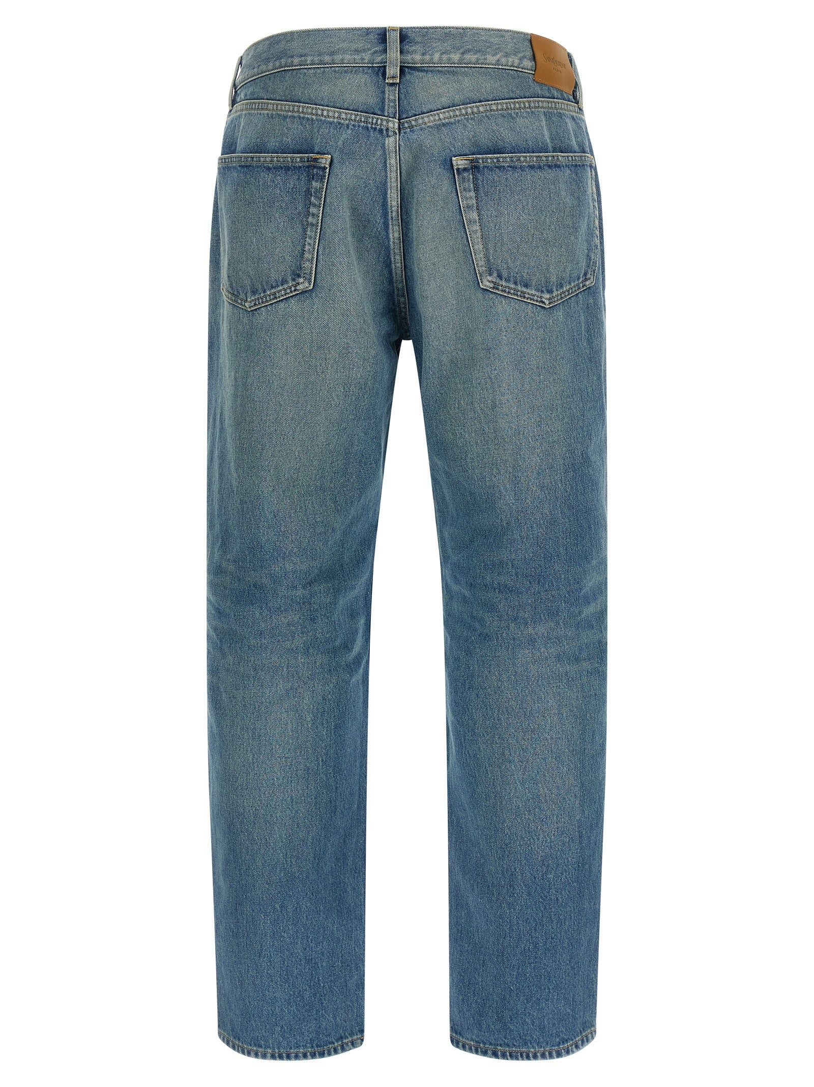 Saint Laurent Blue Cotton Straight-Leg Jeans Saint Laurent