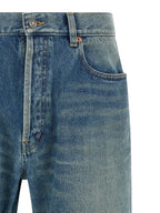 Saint Laurent Blue Cotton Straight-Leg Jeans Saint Laurent