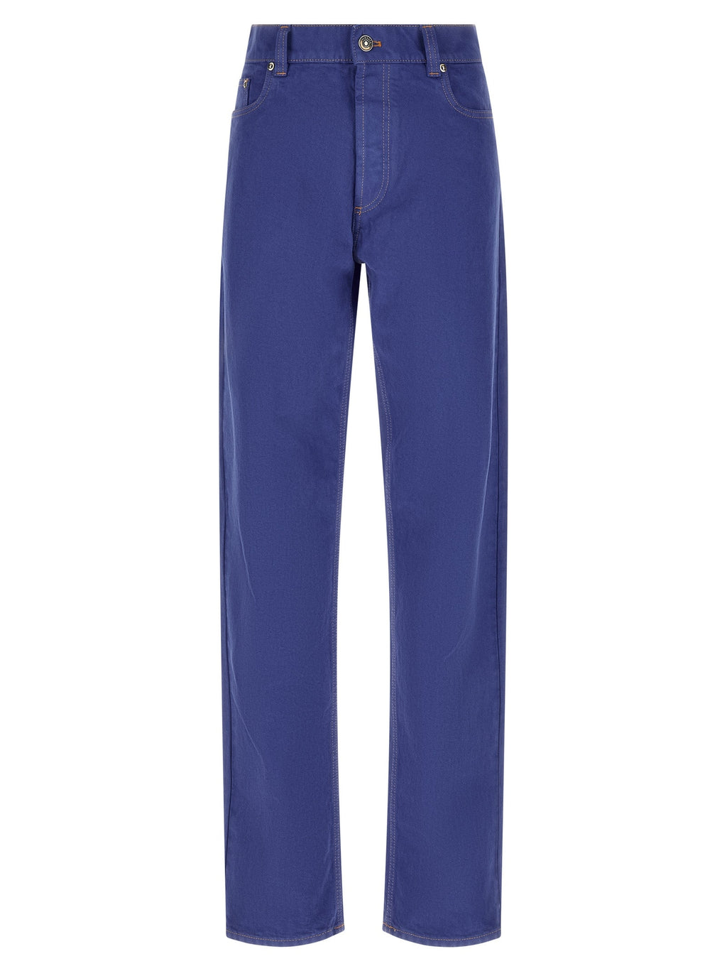 Versace Blue Cotton Straight-Leg Jeans Versace