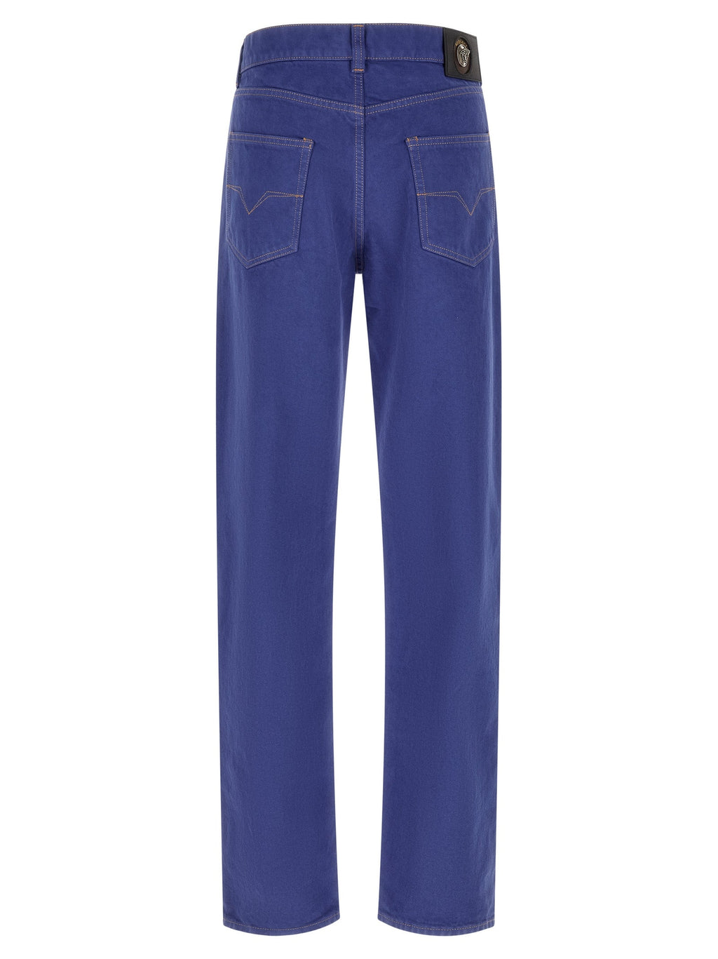 Versace Blue Cotton Straight-Leg Jeans Versace