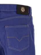 Versace Blue Cotton Straight-Leg Jeans Versace