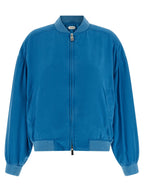 Versace Blue Silk Bomber Versace