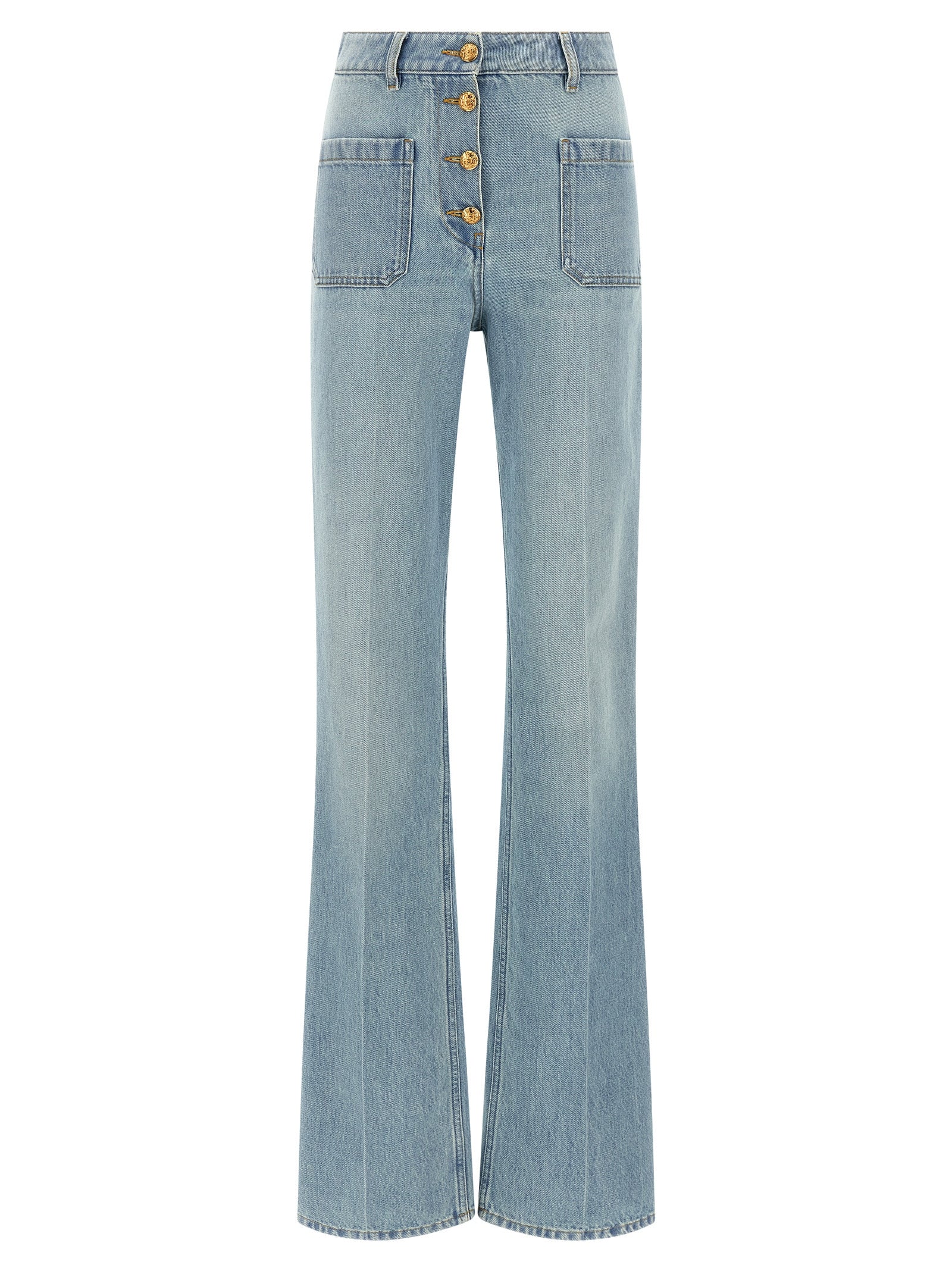 Valentino Garavani Blue Cotton High-Waisted Jean Valentino Garavani