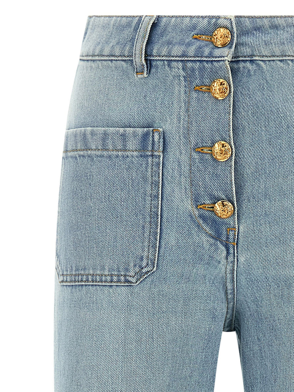 Valentino Garavani Blue Cotton High-Waisted Jean Valentino Garavani