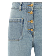 Valentino Garavani Blue Cotton High-Waisted Jean Valentino Garavani