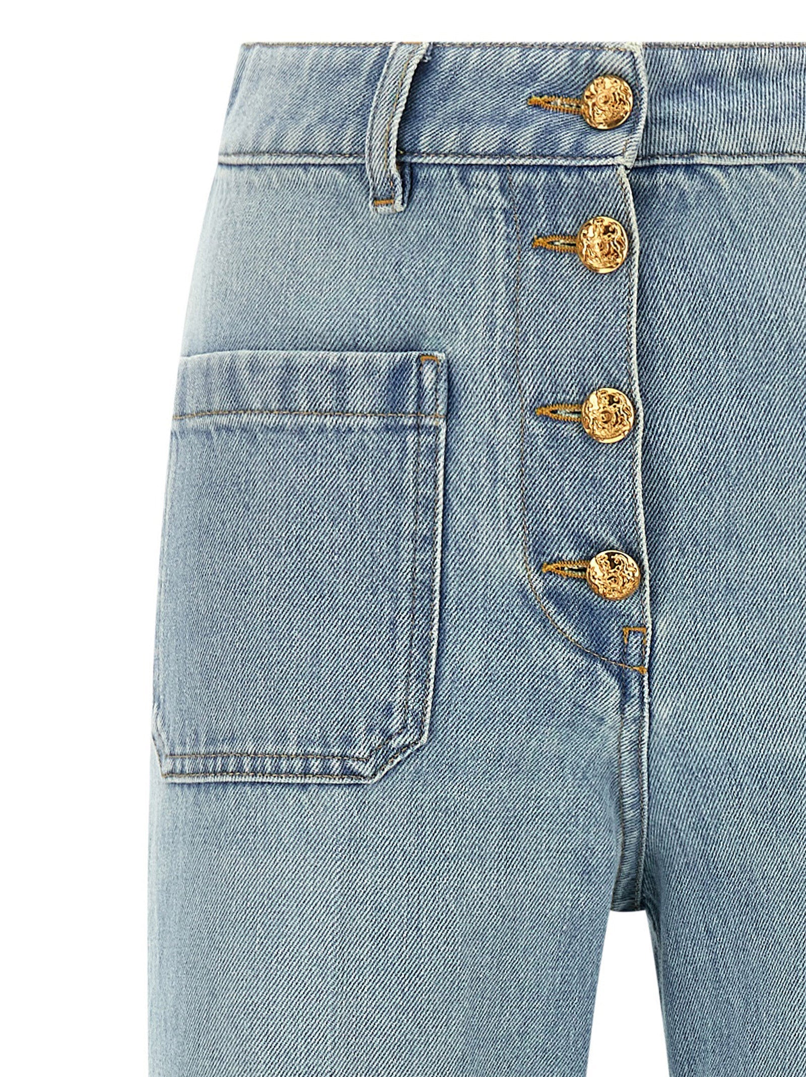 Valentino Garavani Blue Cotton High-Waisted Jean Valentino Garavani