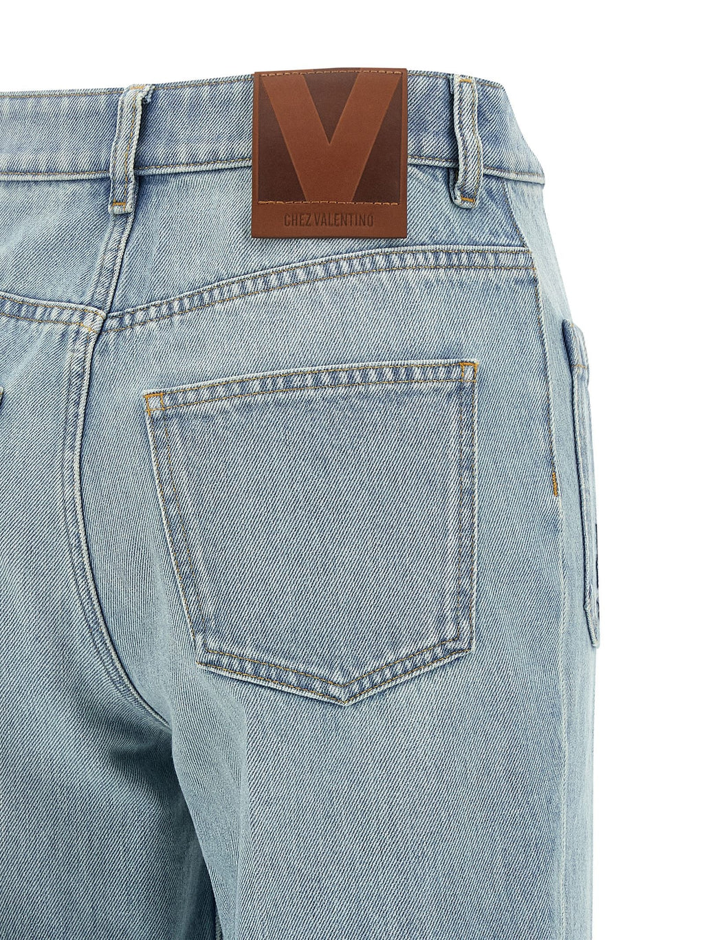 Valentino Garavani Blue Cotton High-Waisted Jean Valentino Garavani