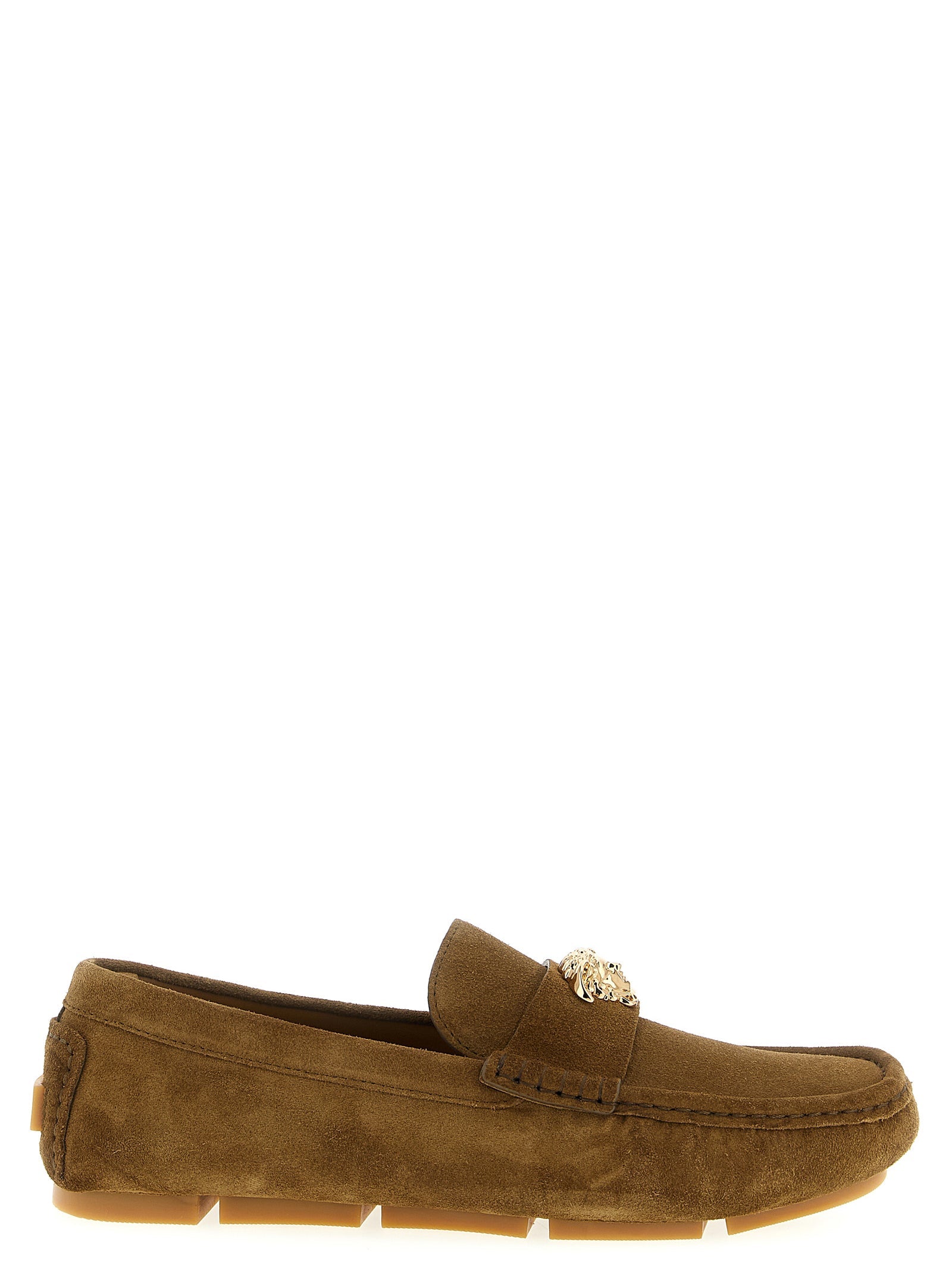 Versace Brown Calfskin Slip-On Loafers Versace
