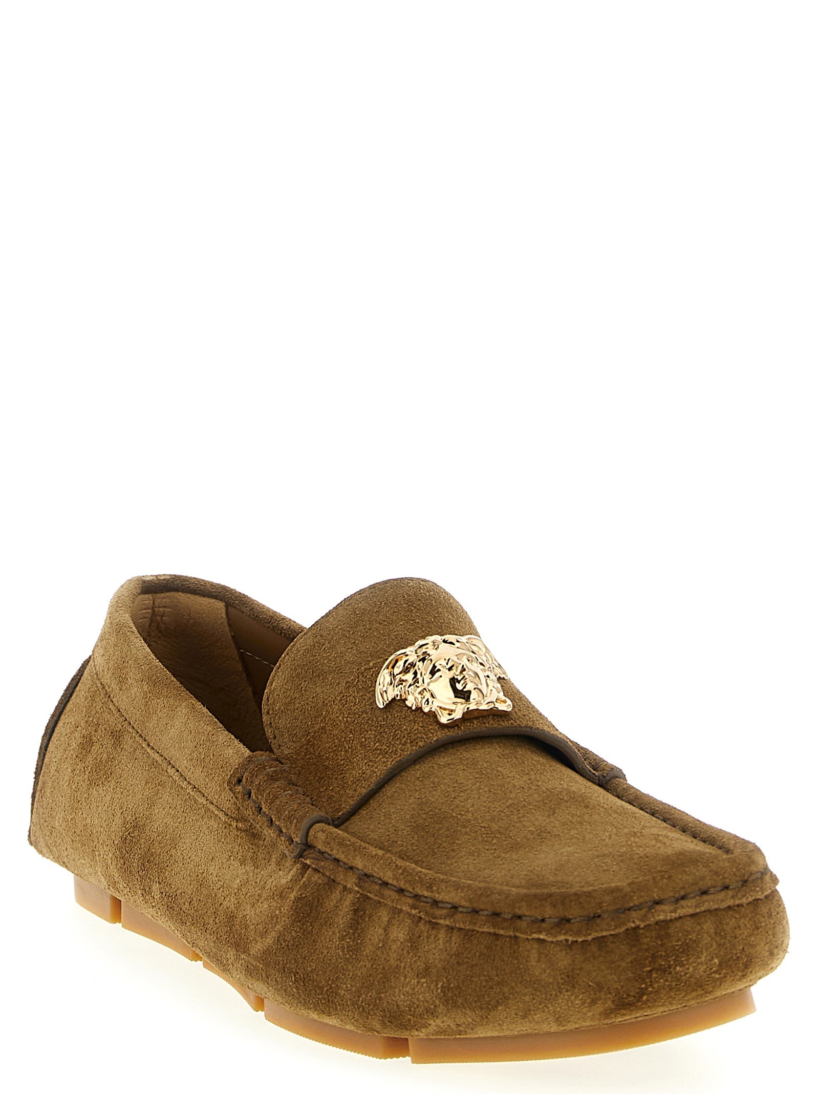 Versace Brown Calfskin Slip-On Loafers Versace