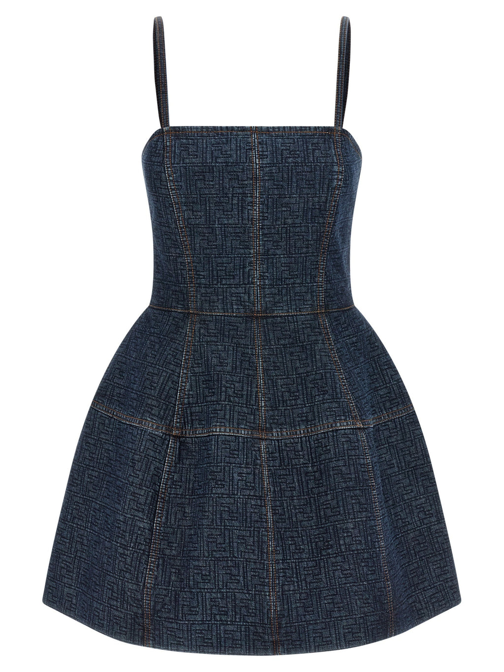 Fendi Blue Cotton Short Dress Fendi