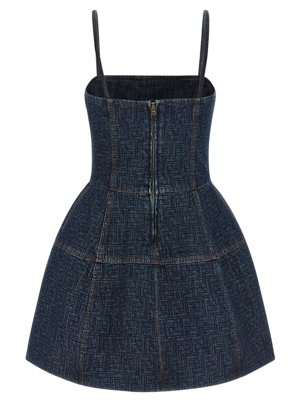 Fendi Blue Cotton Short Dress Fendi