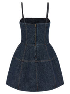 Fendi Blue Cotton Short Dress Fendi