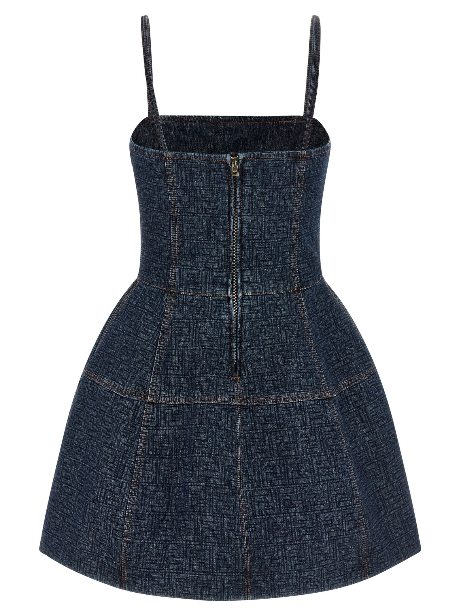 Fendi Blue Cotton Short Dress Fendi
