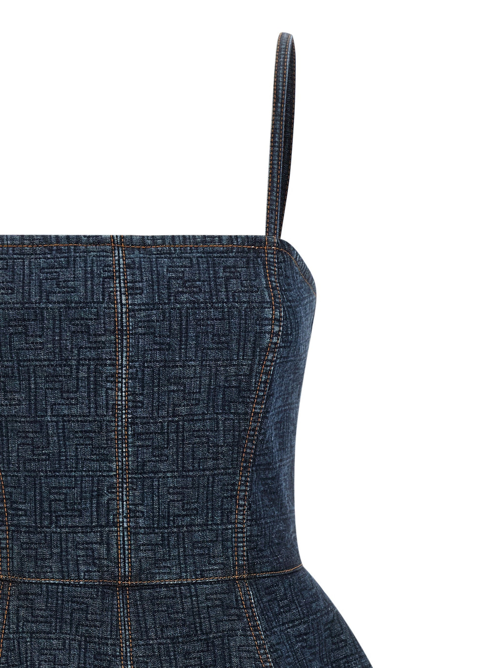 Fendi Blue Cotton Short Dress Fendi