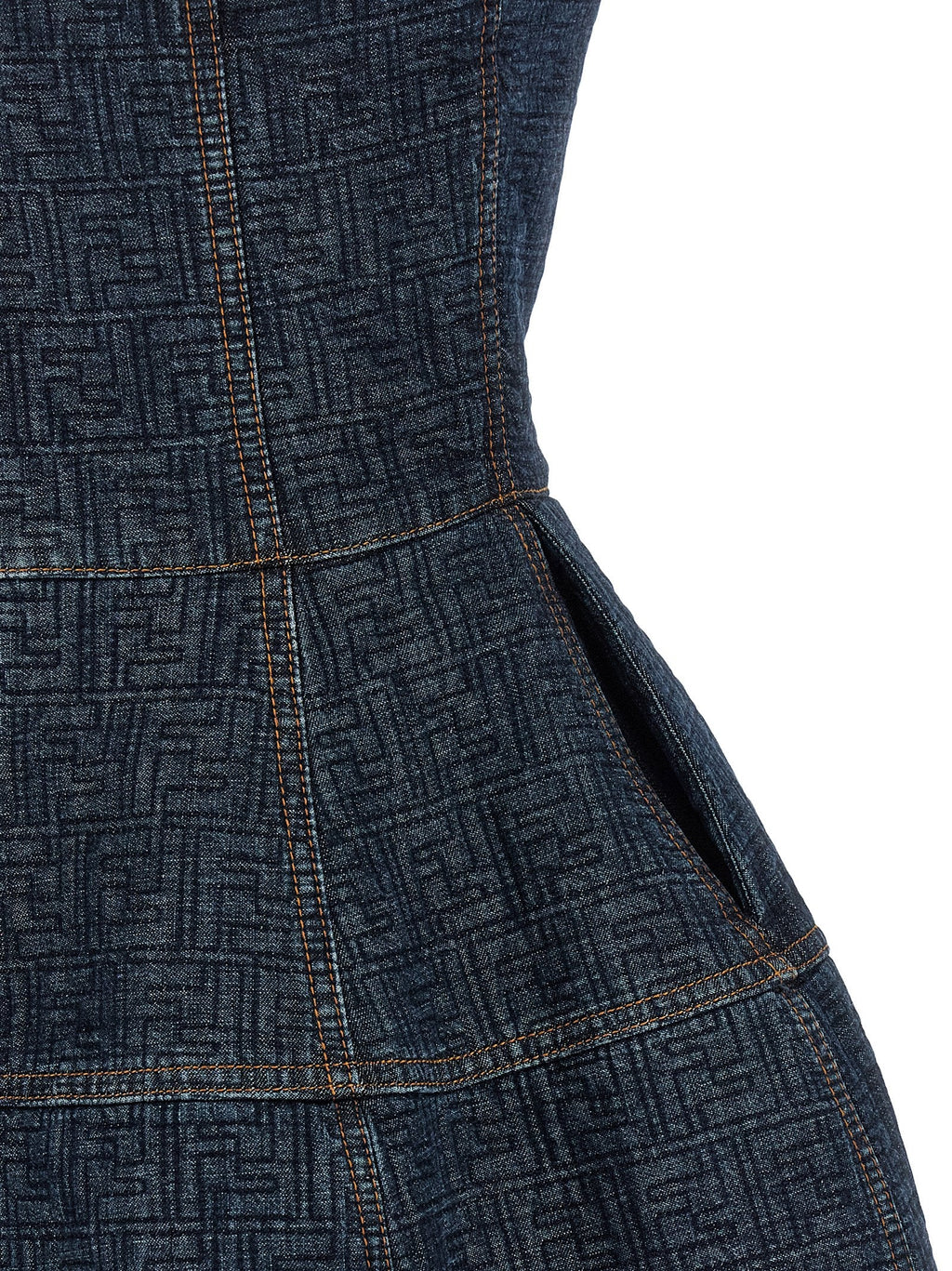 Fendi Blue Cotton Short Dress Fendi