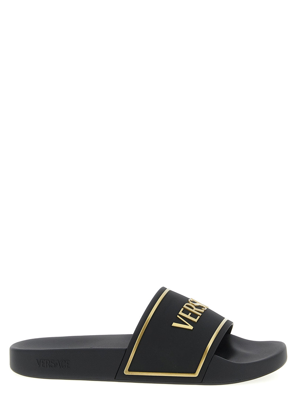 Versace Black Polyurethane Slides Versace