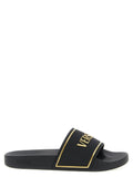 Versace Black Polyurethane Slides Versace