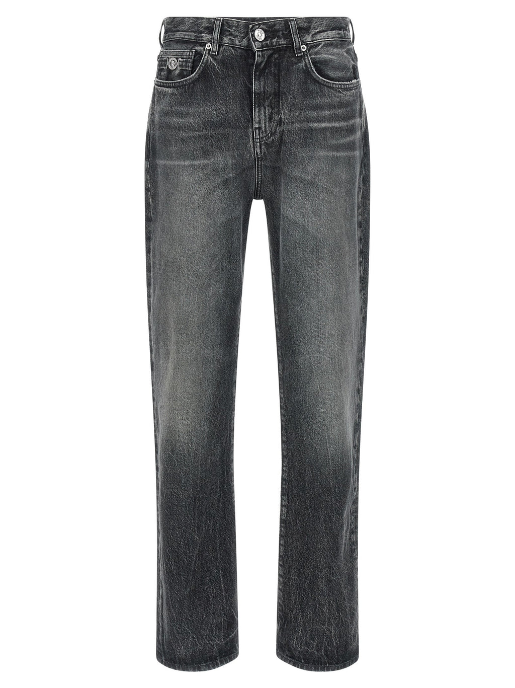 Versace Gray Cotton Straight-Leg Jeans Versace