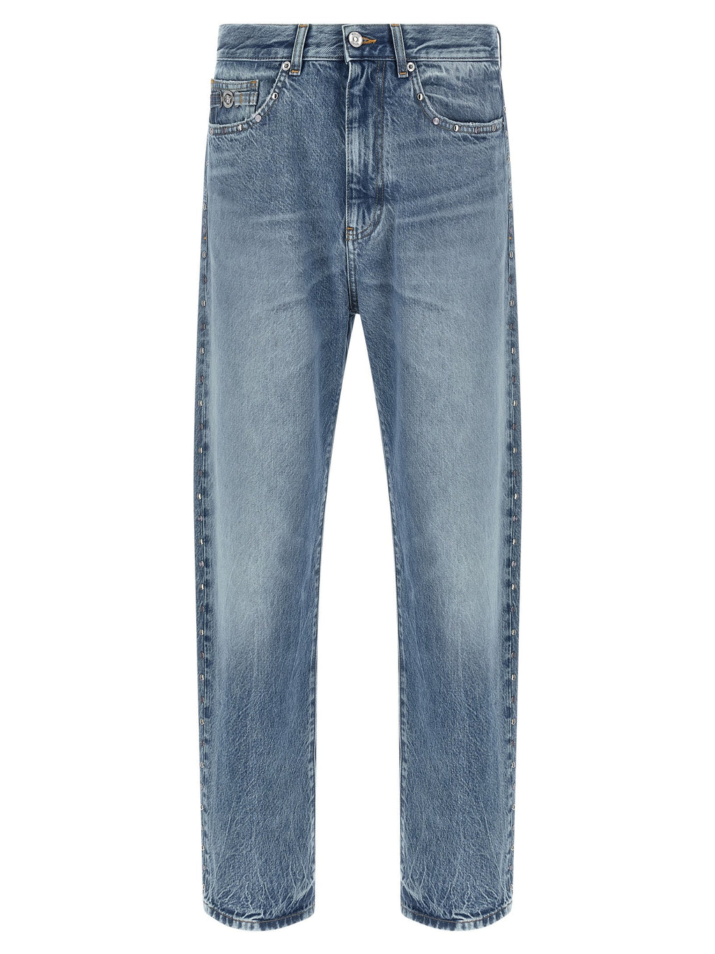 Versace Blue Cotton Straight-Leg Jeans Versace