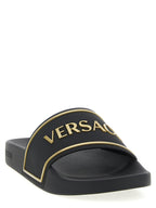 Versace Black Polyurethane Slides Versace