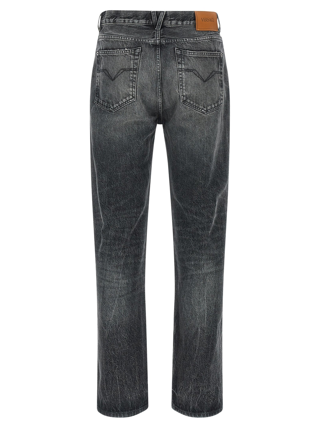 Versace Gray Cotton Straight-Leg Jeans Versace