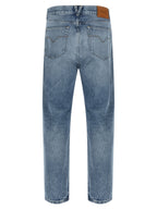 Versace Blue Cotton Straight-Leg Jeans Versace