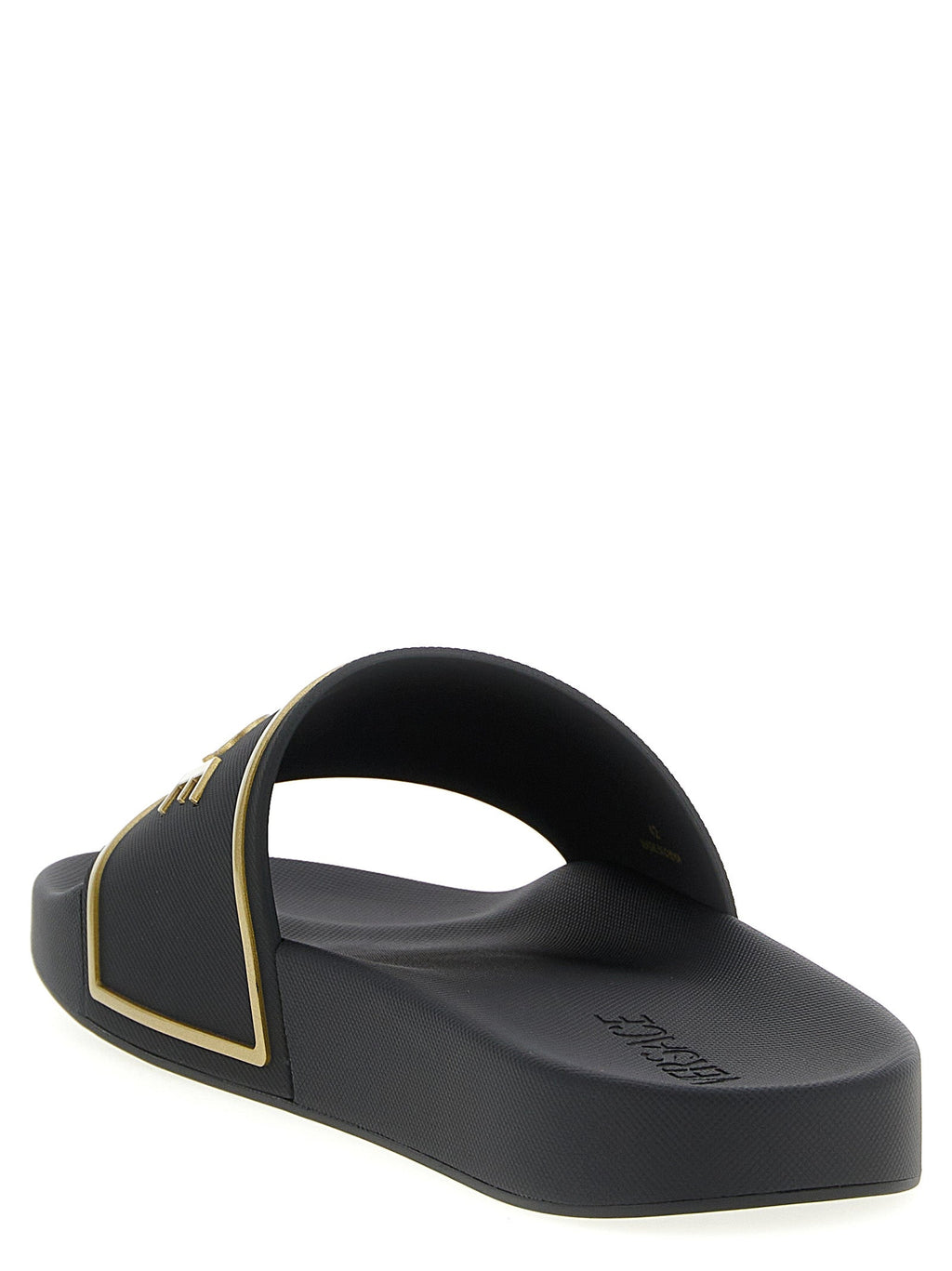 Versace Black Polyurethane Slides Versace