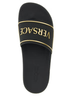 Versace Black Polyurethane Slides Versace