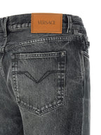 Versace Gray Cotton Straight-Leg Jeans Versace