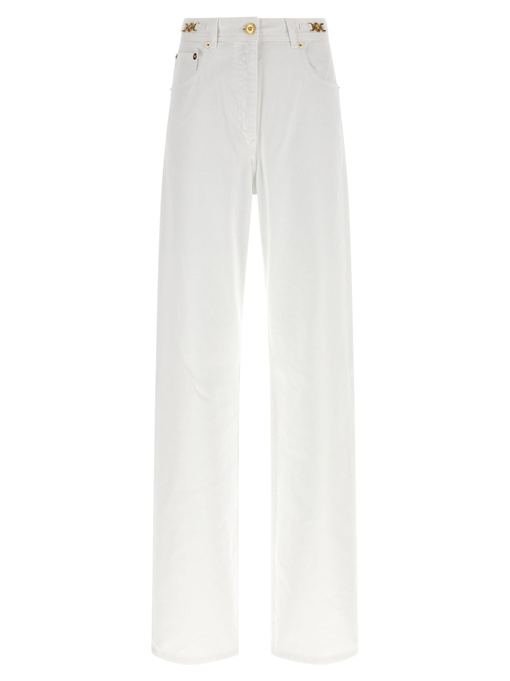 Versace White Cotton Straight-Leg Jeans Versace