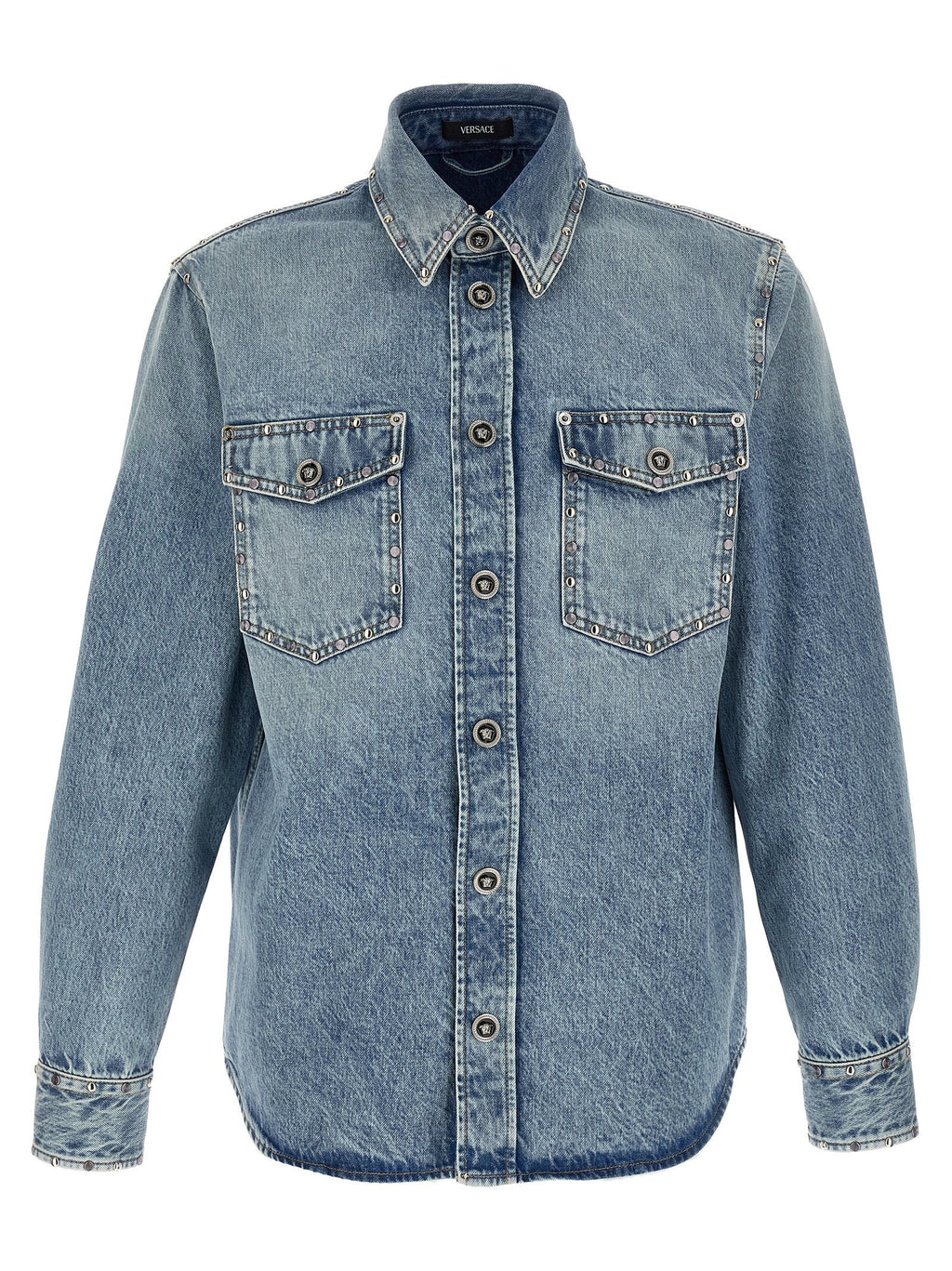 Versace Blue Cotton Blouse Versace