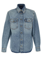 Versace Blue Cotton Blouse Versace