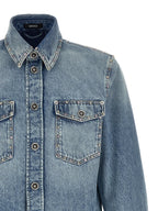 Versace Blue Cotton Blouse Versace