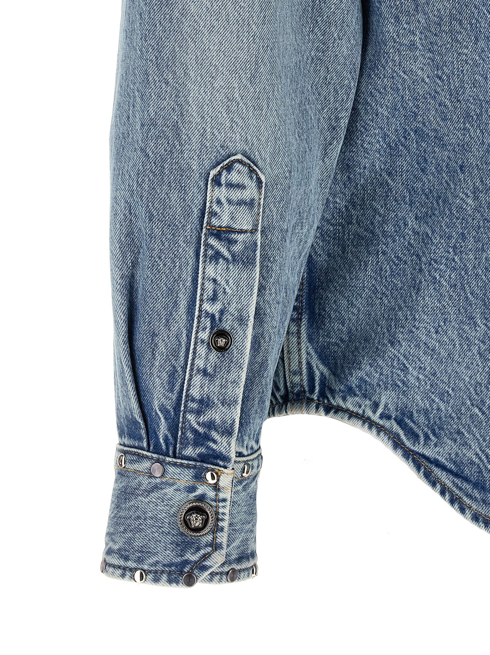 Versace Blue Cotton Blouse Versace
