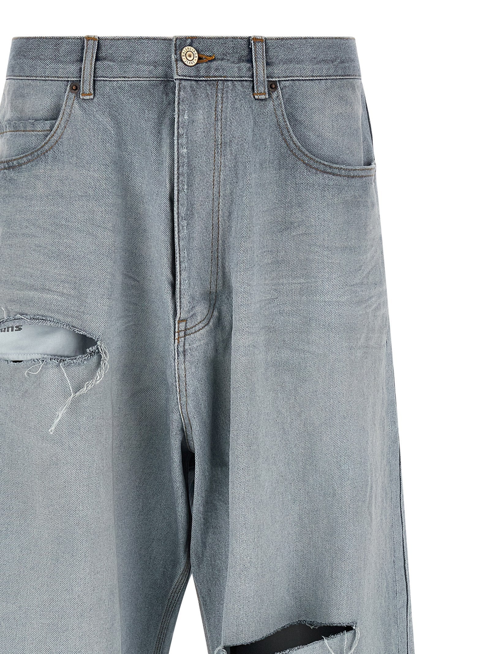 Balenciaga Blue Cotton Relaxed Fit Jeans Balenciaga