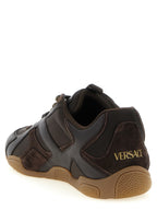 Versace Brown Calfskin Athletic Sneakers Versace