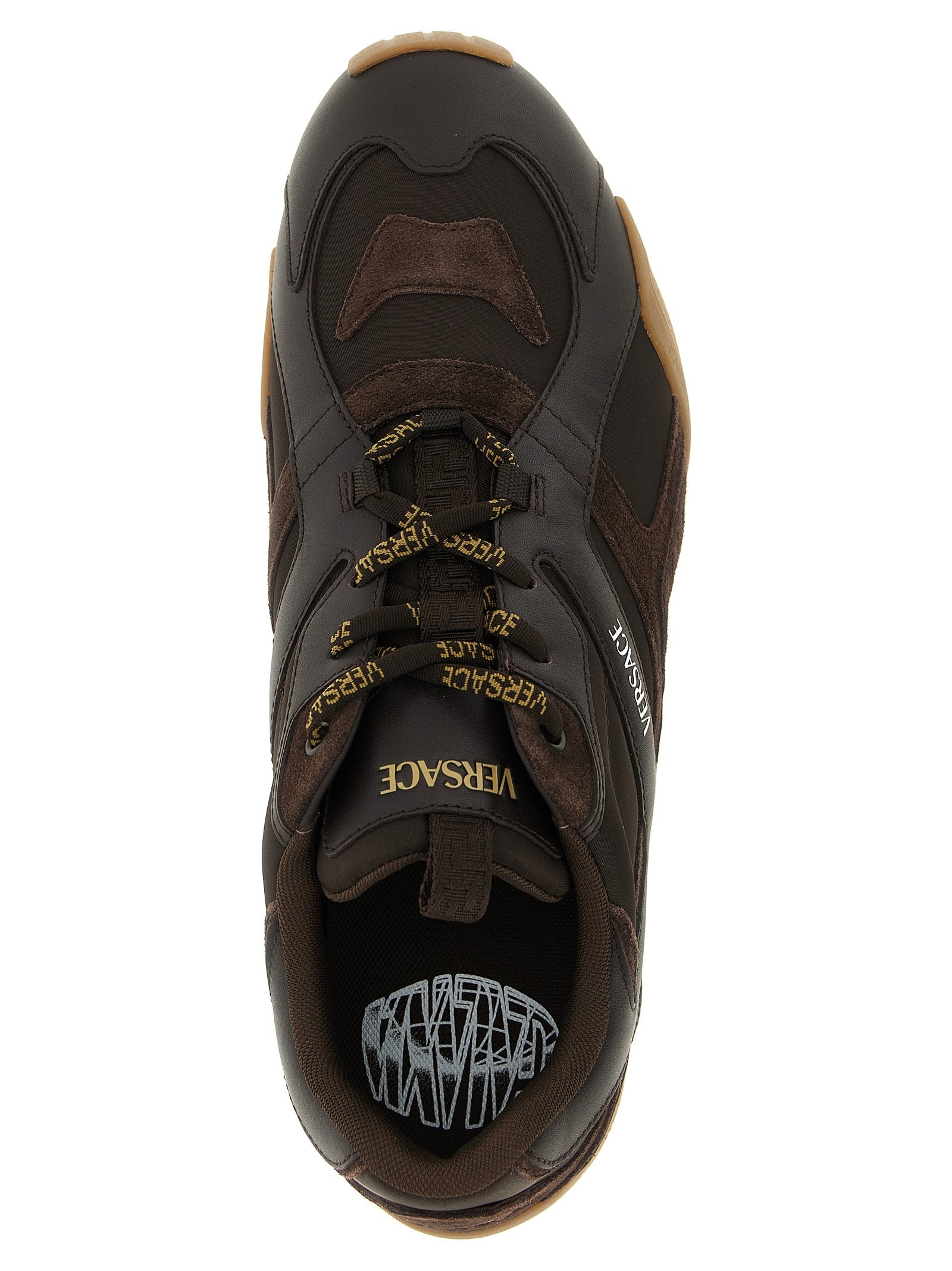 Versace Brown Calfskin Athletic Sneakers Versace