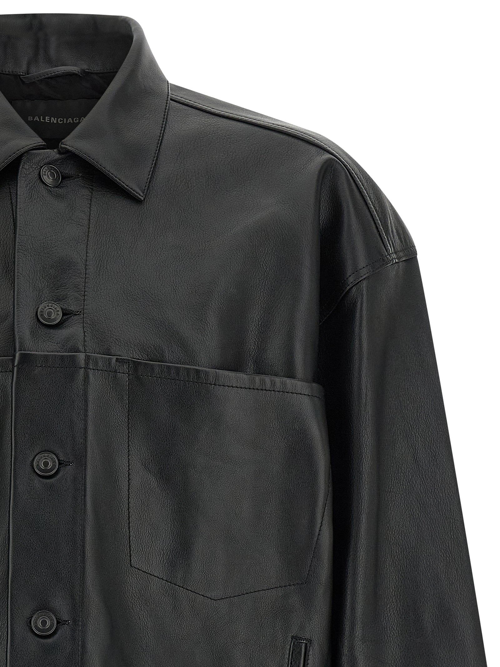 Balenciaga Black Buffalo Leather Leather Jacket Balenciaga