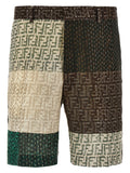 Fendi Multicolor Linen Bermuda Shorts Fendi