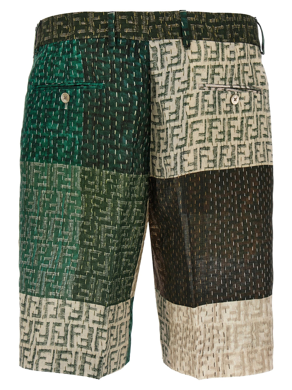 Fendi Multicolor Linen Bermuda Shorts Fendi