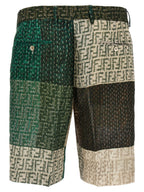 Fendi Multicolor Linen Bermuda Shorts Fendi