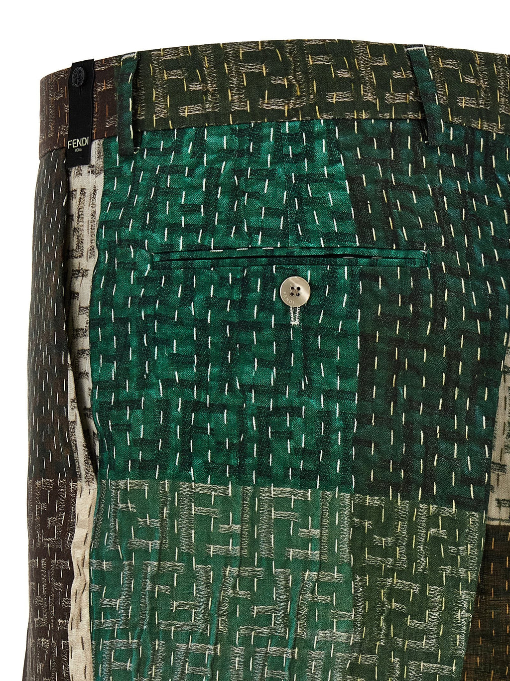 Fendi Multicolor Linen Bermuda Shorts Fendi