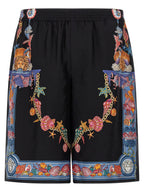 Versace Multicolor Silk Bermuda Shorts Versace