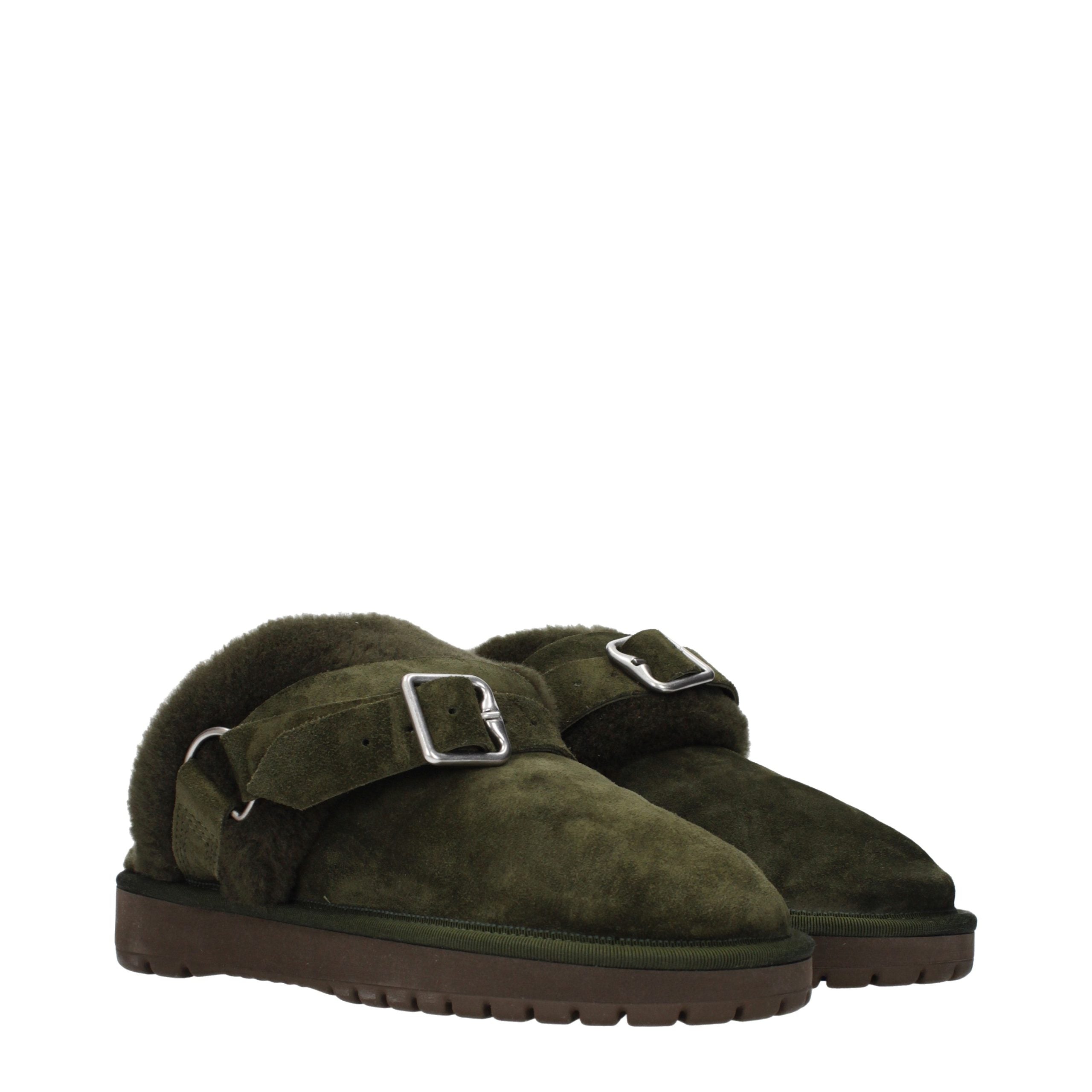 Burberry Green Leather Slippers Burberry